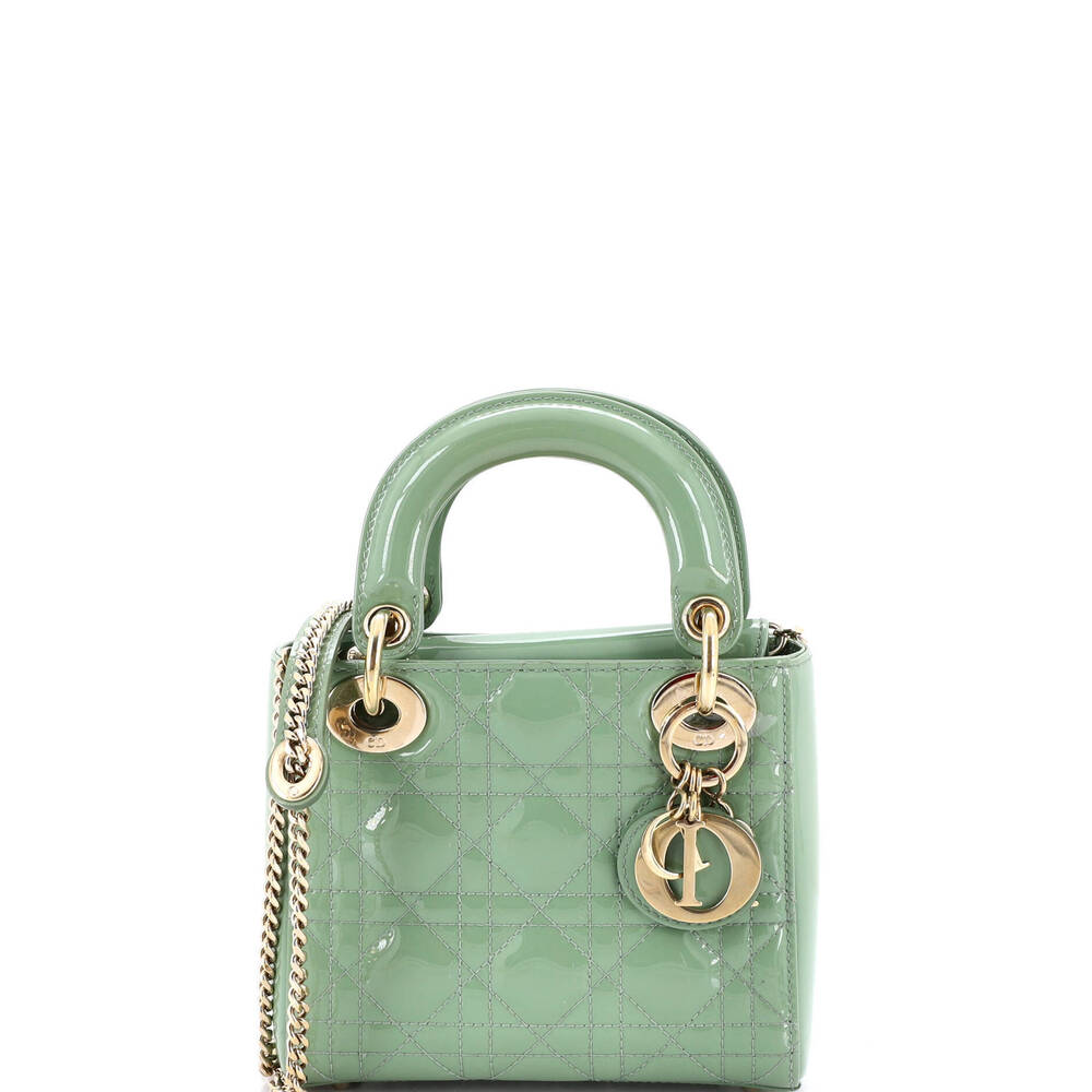Christian Dior Mini Lady Dior Chain Bag Cannage Quilt Patent